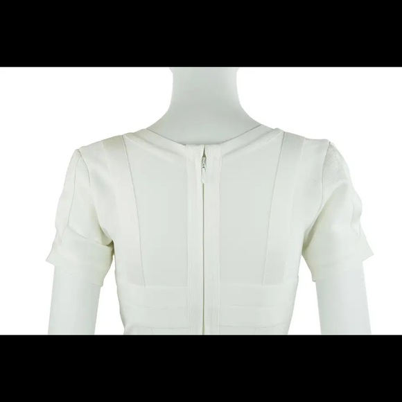 Herve Leger White Short Sleeve Bandage Dress - Size S - Picture 7 of 11